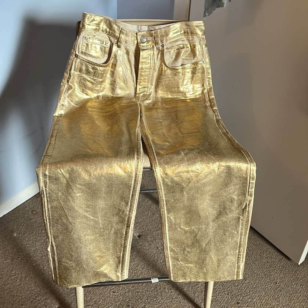 Gold metallic jeans